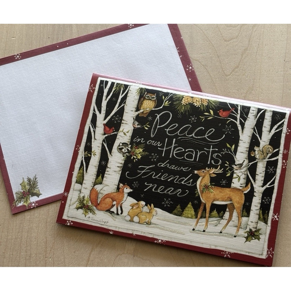 Susan Winget Lang Christmas Cards Box of 18 New Woodland Peace in Our Hearts